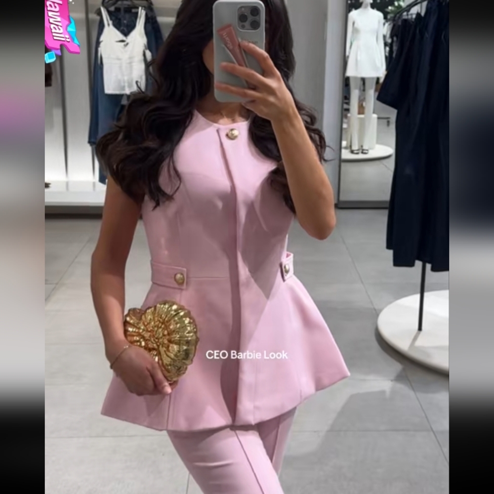 Zara 2pcs Peplum Vest + Flare Pants Co-ord Set - Picture 9 of 10